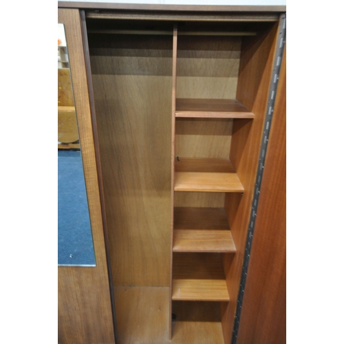 1275 - A MID CENTURY AVALON TEAK TWO PIECE BEDROOM SUITE, comprising a double door wardrobe, width 122cm x ... 