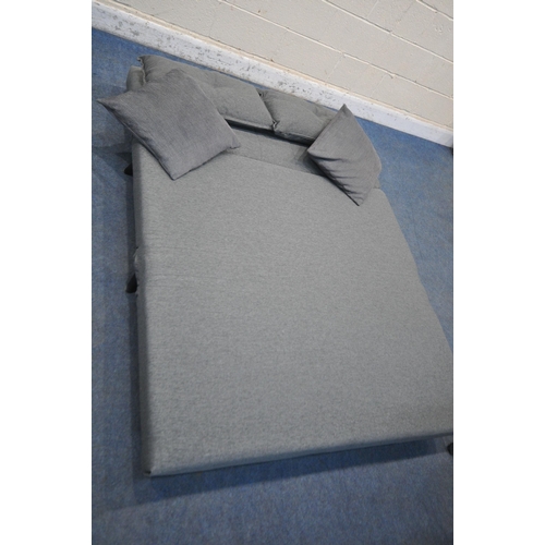 1291 - AN M&S CHARCOAL GREY DOUBLE FOLD OUT SOFA BED, width 135cm x depth 86cm x open length 184cm x height... 