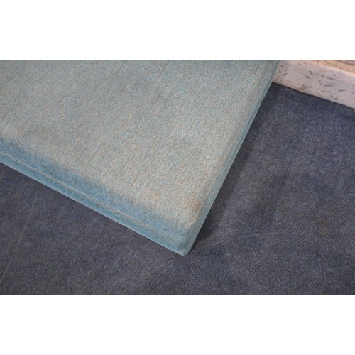 1293 - A JOHN LEWIS TEAK UPHOLSTERED FUTON, width 120cm x depth 80cm x height 70cm (condition report: ideal... 