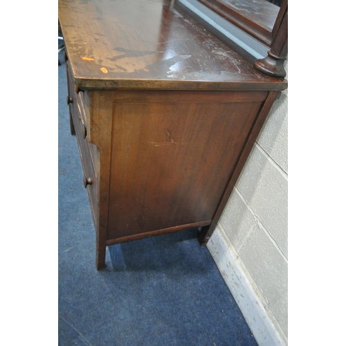 1322 - AN EARLY 20TH CENTURY MAHOGANY DRESSING CHEST, with a single swing mirror, two short above two long ... 