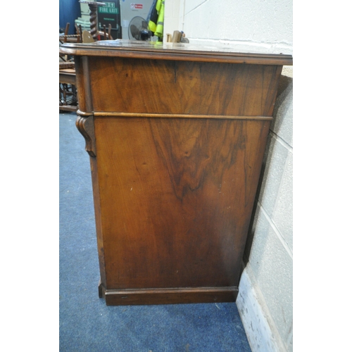 1341 - A LATE 19TH EARLY 20TH CENTURY BURR WALNUT SERPENTINE CHEST OF FOUR LONG DRAWERS, width 105cm x dept... 