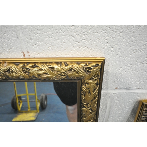 1348 - A SELECTION OF VARIOUS MIRRORS, to include three rectangular gilt framed wall mirrors, largest 120cm... 