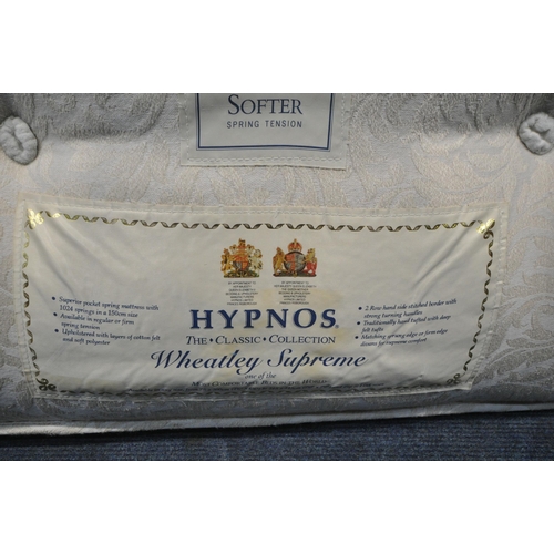 1351 - A HYPNOS WHEATLEY SUPREME 4FT6 MATTRESS, along with a mahogany bedstead (condition report: bed frame... 