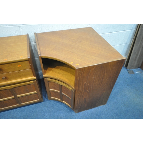 1364 - A SELECTION OF MID CENTURY TEAK FURNITURE, to include a Parker Knoll media cabinet, with a hinged li... 