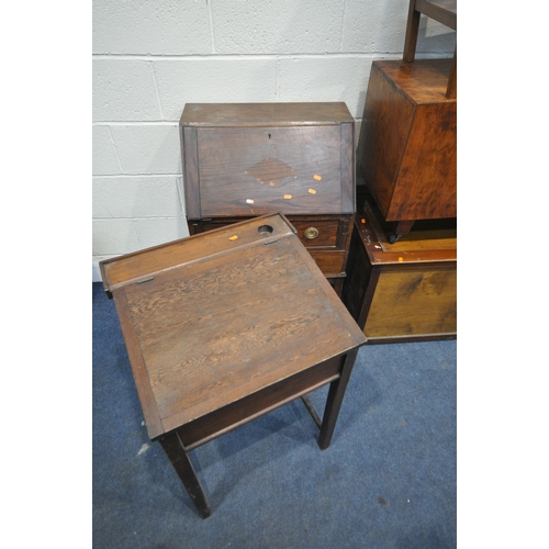 1379 - A SELECTION OF OCCASIONAL FURNITURE, to include a 20th century oak bureau, the fall front door enclo... 