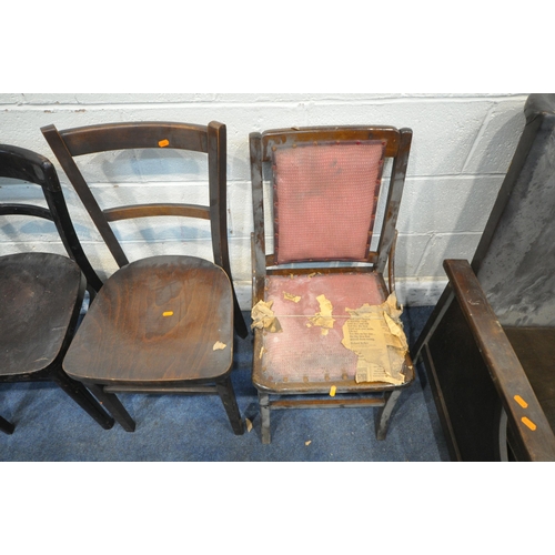 1382 - A SELECTION OF CHAIRS AND STOOLS, to include a 20th century reclining armchair, a pair of chairs, a ... 