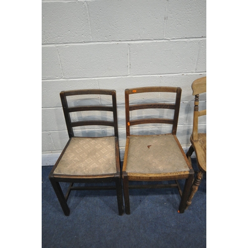 1392 - A SELECTION OF VARIOUS CHAIRS, to include a pair of Edwardian walnut chairs, with foliate crest, mus... 