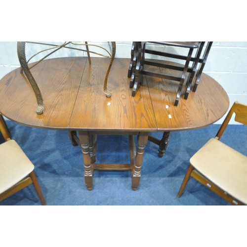 1399 - A 20TH CENTURY OAK GATE LEG TABLE, open width 155cm x closed width 51cm x depth 90cm x height 74cm, ... 