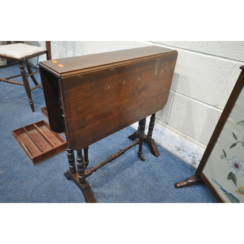 1408 - A SELECTION OF OCCASIONAL FURNITURE, to include an early 20th century mahogany Sutherland table, ope... 