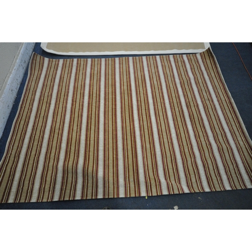 1415 - A BELGIAN STRIPPED RECTANGULAR 100% COTTON RUG, 240cm x height 170cm, along with a 100% jute rug (co... 