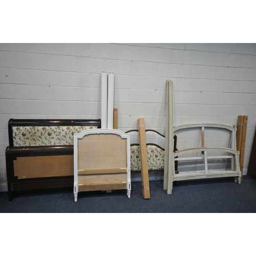 1431 - A SELECTION OF BED PARTS, to include a Heals & son headboard and footboard, a cream painted French b... 