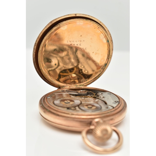 110 - A 'WALTHAM' ROLLED GOLD FULL HUNTER POCKET WATCH, manual wind, round white dial signed 'Waltham U.S.... 