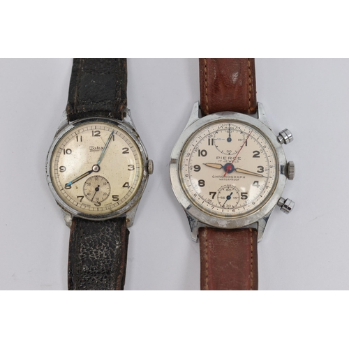 34 - TWO WRISTWATCHES, the first a hand wound movement, round dial signed 'Watex', Arabic numerals, subsi... 