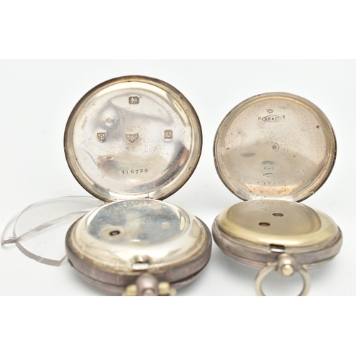 55 - TWO OPEN FACE POCKET WATCHES, the first a key wound movement, white dial signed 'The Express English... 