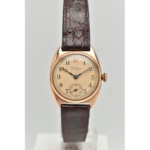 63 - A MID 20TH CENTURY LADIES 9CT ROSE GOLD 'WALTHAM' WRISTWATCH, manual wind, round dial signed 'Waltha... 