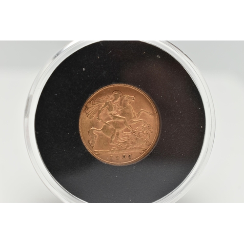 89 - AN EDWARDIAN GOLD HALF SOVERIEGN COIN, 19.30mm diameter, 3.99 grams, 22ct gold, Edward VII, dated 19... 