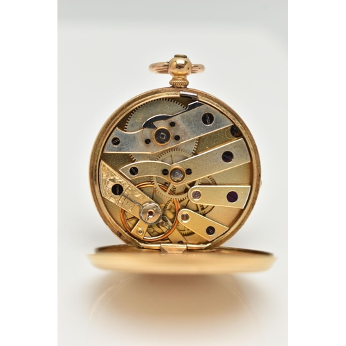 92 - A LADIES YELLOW METAL POCKET WATCH, key wound, open face pocket watch, round floral detailed gold di... 