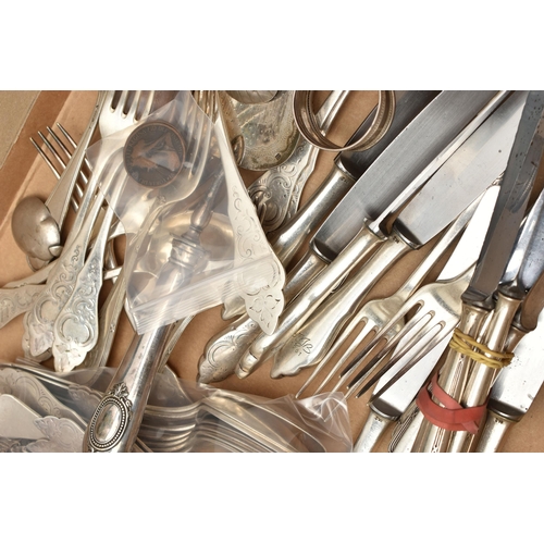 188 - ASSORTED WHITE METAL CUTLERY, to include a French 'Adolphe Boulenger' fish slice, assorted tea spoon... 