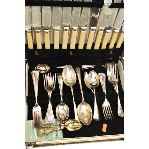 191 - A CANTEEN OF CUTLERY AND A TRAY, a six person table setting, with a few extra cutlery items, togethe... 