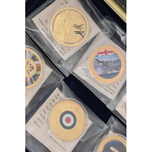 212 - A BOX OF ASSORTED COINS, to include 100th anniversary Royal Air Force coin collection from Windsor M... 