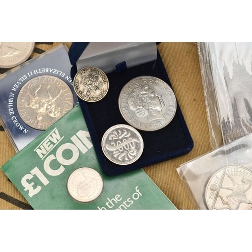 219 - A CARDBOARD BOX OF MIXED COINS, to include a bag of mixed silver content coins approximately 750 gra... 