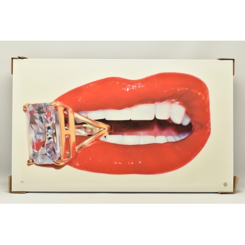 315 - RORY HANCOCK (WELSH 1987) 'ROCK CANDY', a signed limited edition box canvas print of a mouth and a d... 