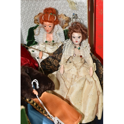 322 - A COLLECTION OF BOXED PEGGY NISBET COLLECTOR'S COSTUME DOLLS, comprising Henry VIII, three Anne of C... 