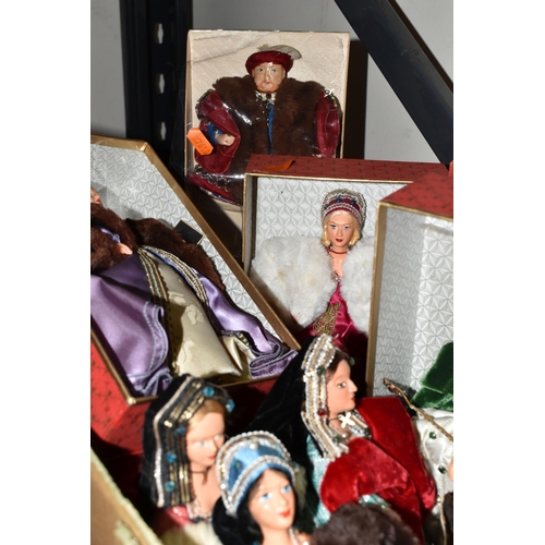 322 - A COLLECTION OF BOXED PEGGY NISBET COLLECTOR'S COSTUME DOLLS, comprising Henry VIII, three Anne of C... 