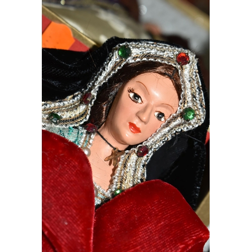 322 - A COLLECTION OF BOXED PEGGY NISBET COLLECTOR'S COSTUME DOLLS, comprising Henry VIII, three Anne of C... 