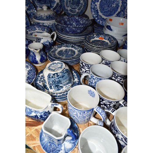 330 - A QUANTITY OF BLUE AND WHITE DINNER WARES, over one hundred pieces, to include Keeling & Co Marlboro... 