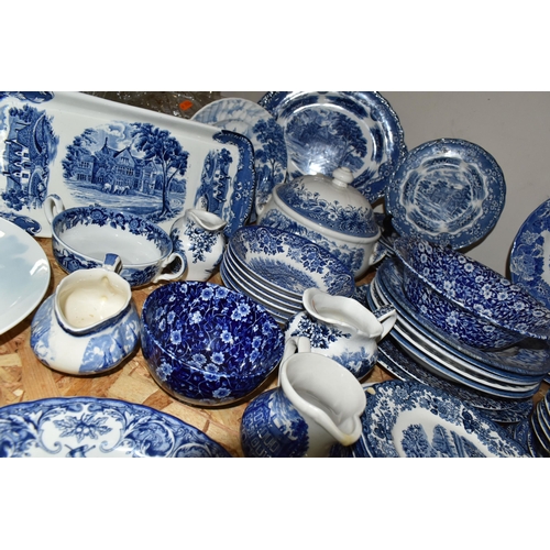 330 - A QUANTITY OF BLUE AND WHITE DINNER WARES, over one hundred pieces, to include Keeling & Co Marlboro... 