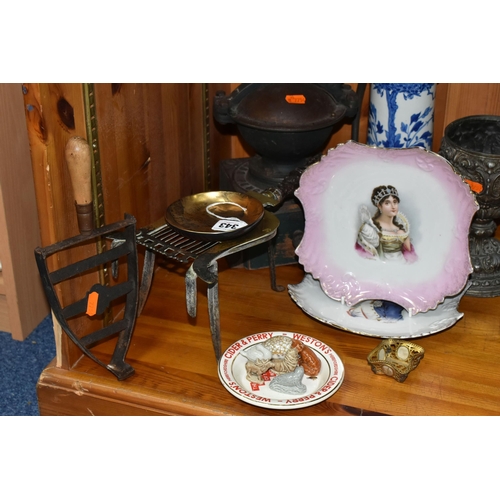 343 - A FRENCH PEUGEOT FRERES CAST IRON COFFEE GRINDER AND CERAMICS, comprising a 19th century French Peug... 