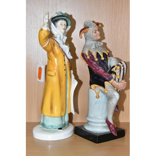 345 - FOUR ROYAL DOULTON FIGURES, comprising Votes for Women HN2816 (wrist broken and reglued, chip to ban... 