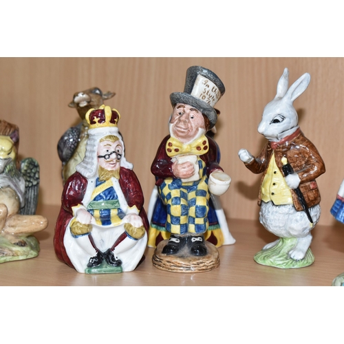 346 - EIGHT BESWICK ALICE IN WONDERLAND FIGURES, comprising The Mad Hatter, Alice, Cheshire Cat, White Rab... 