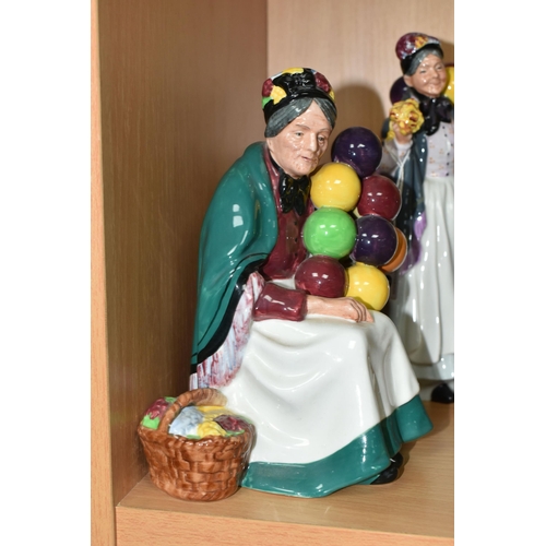 349 - THREE ROYAL DOULTON BALLOON SELLER FIGURES, comprising The Old Balloon Seller HN1315, Biddy Pennyfar... 