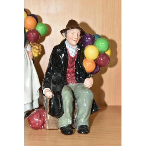 349 - THREE ROYAL DOULTON BALLOON SELLER FIGURES, comprising The Old Balloon Seller HN1315, Biddy Pennyfar... 