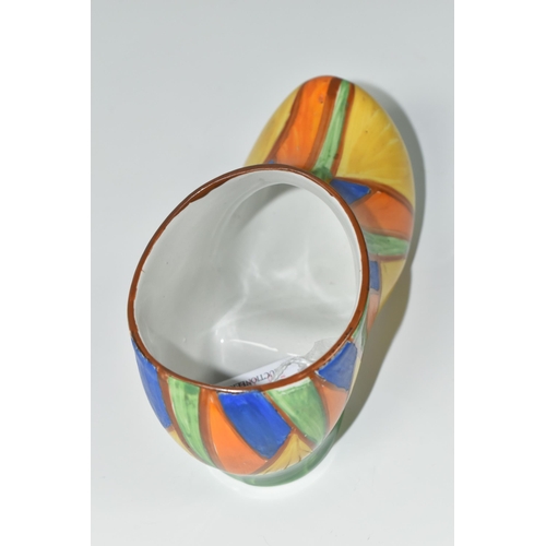 372 - A CLARICE CLIFF SABOT/CLOG, from her Bizarre range, painted with an abstract geometric design, with ... 