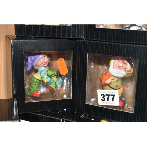 377 - A SET OF BOXED ENESCO DISNEY BRITTO MINI SEVEN DWARFS FIGURES, comprising Mini Doc 6007101, Mini Gru... 