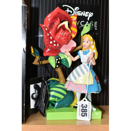 385 - TWO BOXED ENESCO DISNEY SHOWCASE COLLECTION BRITTO 'ALICE IN WONDERLAND' THEMED SCULPTURES, comprisi... 