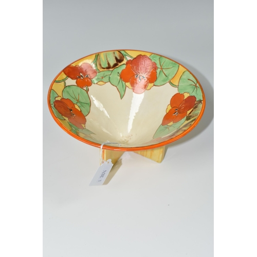 387 - A CLARICE CLIFF CONICAL FRUIT BOWL, in Nasturtiums pattern, with printed Clarice Cliff and Wilkinson... 