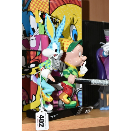 402 - A BOXED LOONEY TUNES 'BRITTO' ELMER FUDD & BUGS BUNNY FIGURE 4055720, by Enesco, together with a box... 