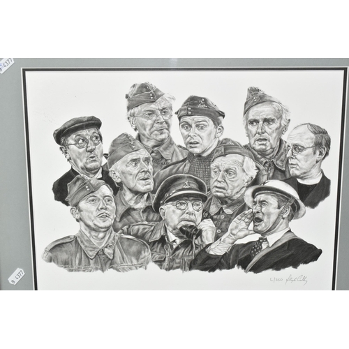 416 - A LIMITED EDITION STEVE LILLY PRINT: BRITISH COMEDY ACTS PORTRAIT, glazed and framed, Dad's Army 50t... 