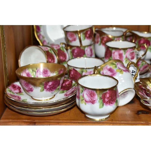 425 - A ROYAL ALBERT 'OLD ENGLISH ROSE' 6241 PATTERN TEA SET AND SIMILAR, comprising milk jug, sugar bowl,... 