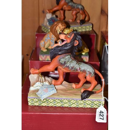 427 - THREE BOXED ENESCO DISNEY TRADITIONS 'LION KING' FIGURES, designed by Jim Shore, comprising two 'Pre... 