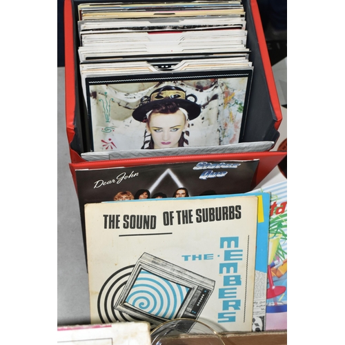 439 - TWO CASES OF SINGLE 45RPM RECORDS, approximately one hundred records, artists include The Clash, The... 