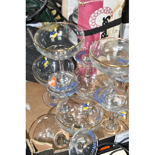 440 - ONE TRAY OF BABYCHAM GLASSES, twelve glasses to include one early 1960's 'white fawn' hexagonal stem... 