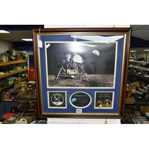 451 - A FRAMED LIMITED EDITION PRINT APOLLO 11 MOON LANDING, commemorating the 50th anniversary of the Apo... 