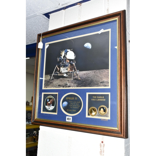 451 - A FRAMED LIMITED EDITION PRINT APOLLO 11 MOON LANDING, commemorating the 50th anniversary of the Apo... 