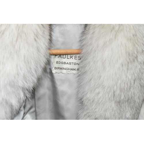 452 - A FAULKES OF EDGBASTON FUR JACKET, size M, white fur with fine brown tips, together with a very larg... 