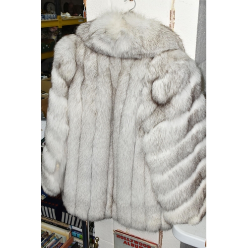 452 - A FAULKES OF EDGBASTON FUR JACKET, size M, white fur with fine brown tips, together with a very larg... 